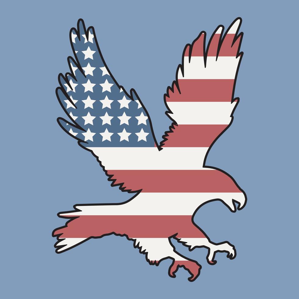Aigle avec américain drapeau silhouette vecteur