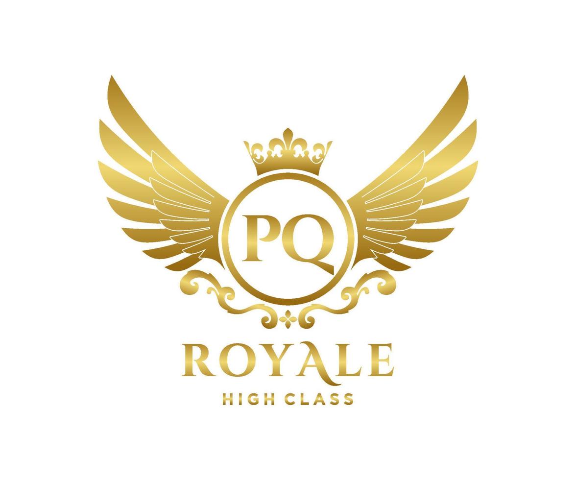d'or lettre pq modèle logo luxe or lettre avec couronne. monogramme alphabet . magnifique Royal initiales lettre. vecteur