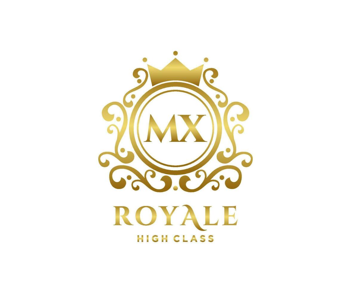 d'or lettre mx modèle logo luxe or lettre avec couronne. monogramme alphabet . magnifique Royal initiales lettre. vecteur