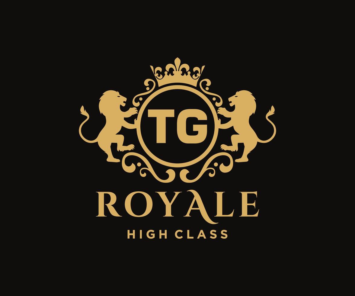 d'or lettre tg modèle logo luxe or lettre avec couronne. monogramme alphabet . magnifique Royal initiales lettre. vecteur