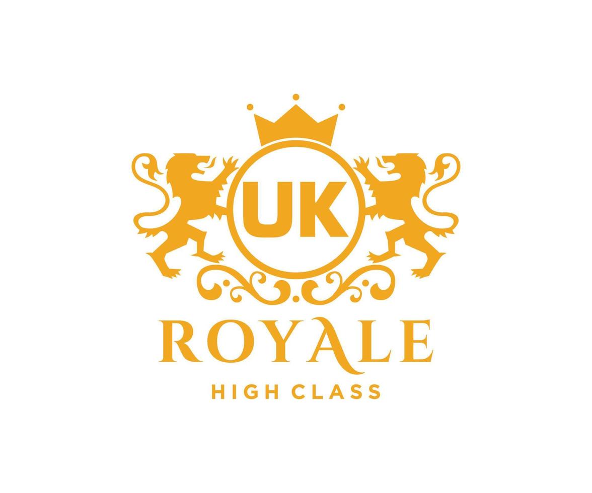 d'or lettre Royaume-Uni modèle logo luxe or lettre avec couronne. monogramme alphabet . magnifique Royal initiales lettre. vecteur