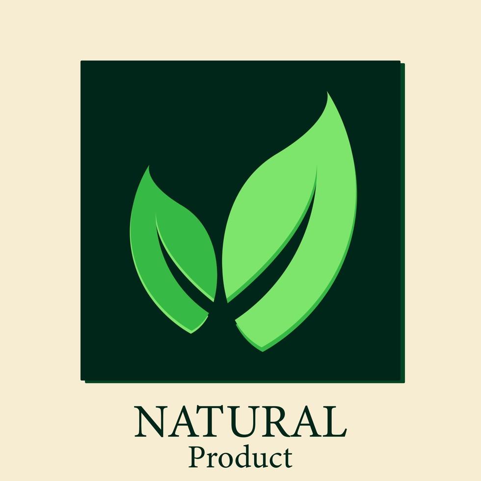 produits naturels natural.logo vecteur naturel, cadre rectangulaire noir de fond