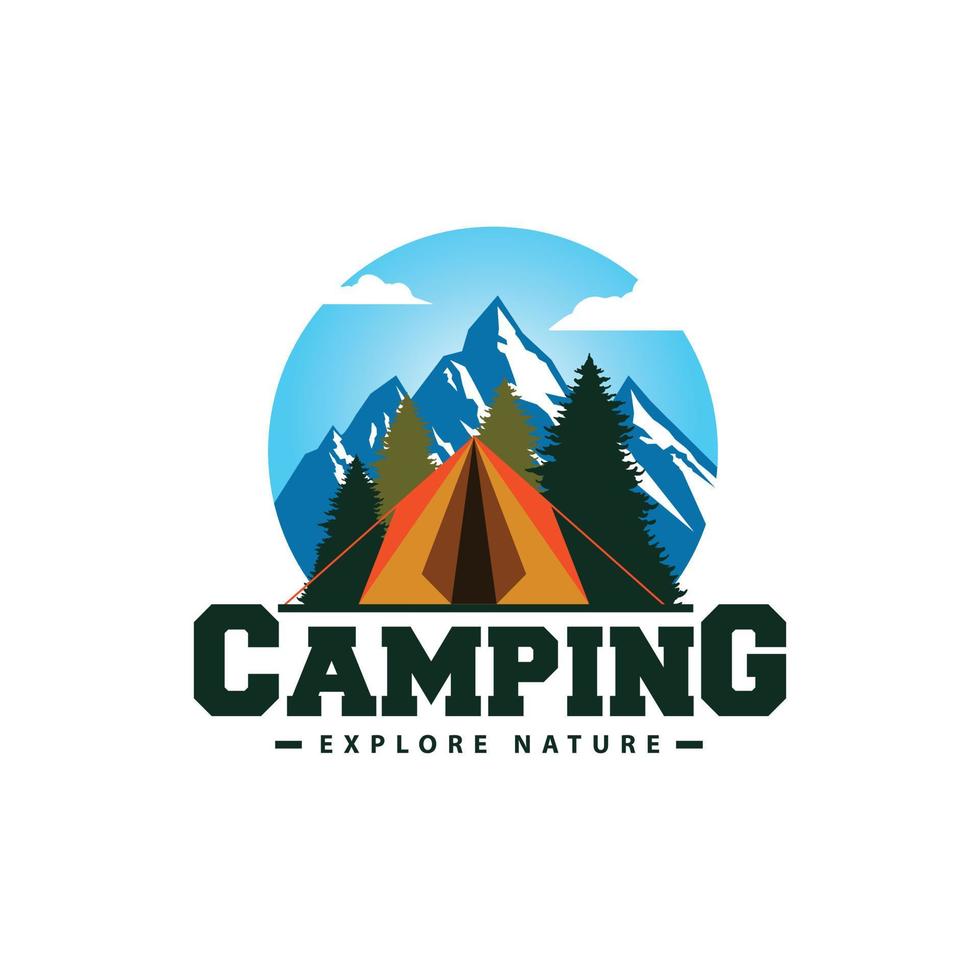 camping logo et étiquettes conception vecteur