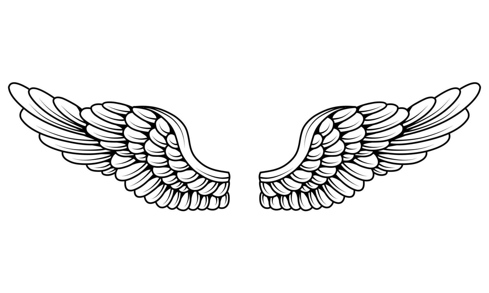 conception de tatouage d'ailes d'ange de vecteur