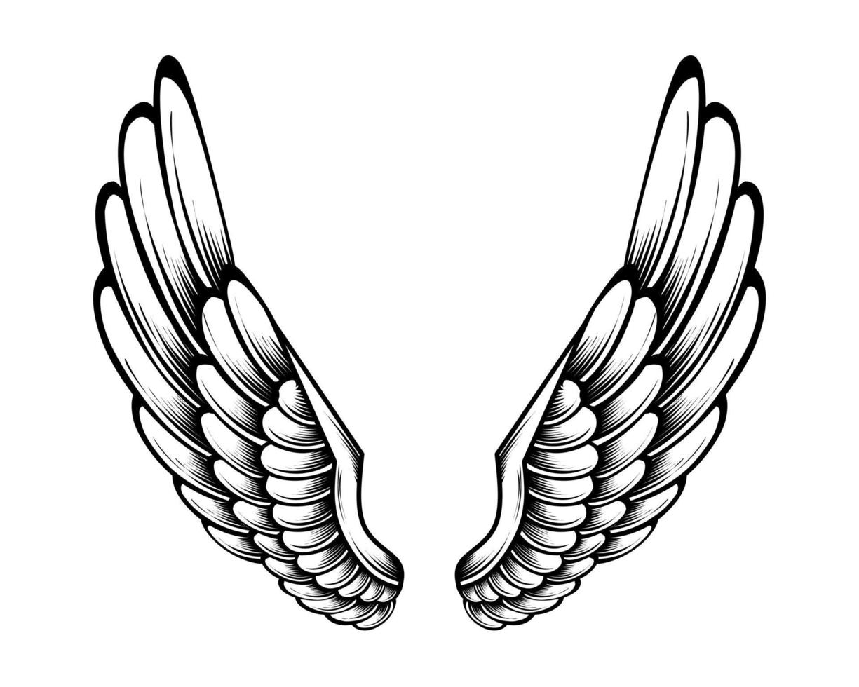 conception de tatouage d'ailes d'ange de vecteur