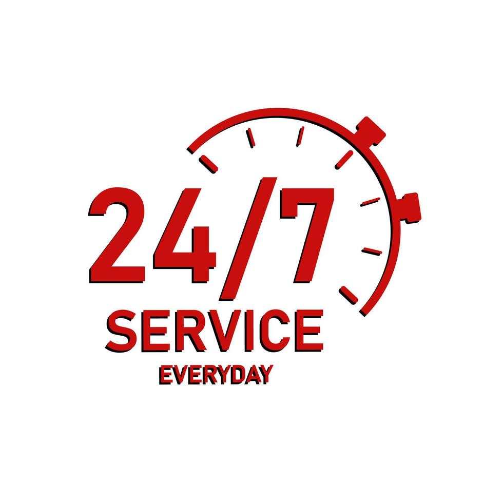 24x7 un service tous les jours vecteur conception