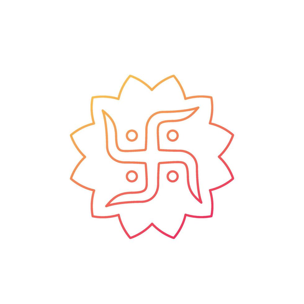 symbole de la croix gammée hindoue, vecteur de ligne