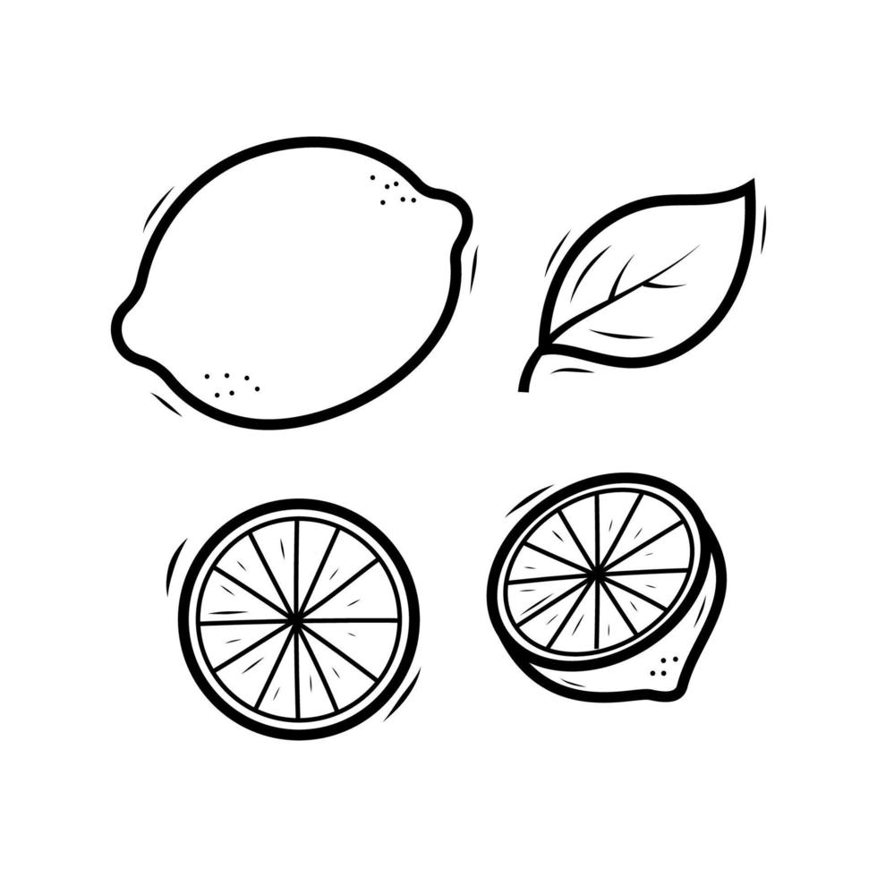 ensemble de citron vecteur illustration avec griffonnage dessin style isolé sur blanc Contexte
