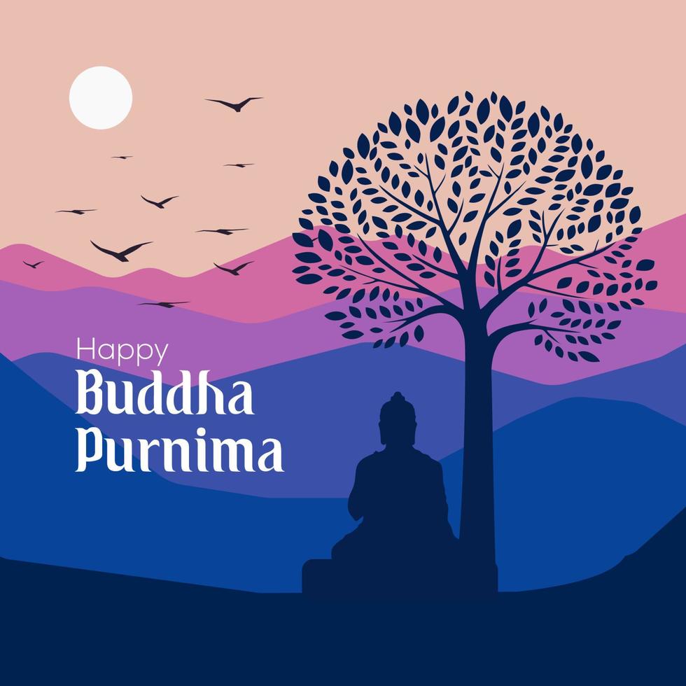 Bouddha Purnima Festival illustration est montrant méditation vecteur