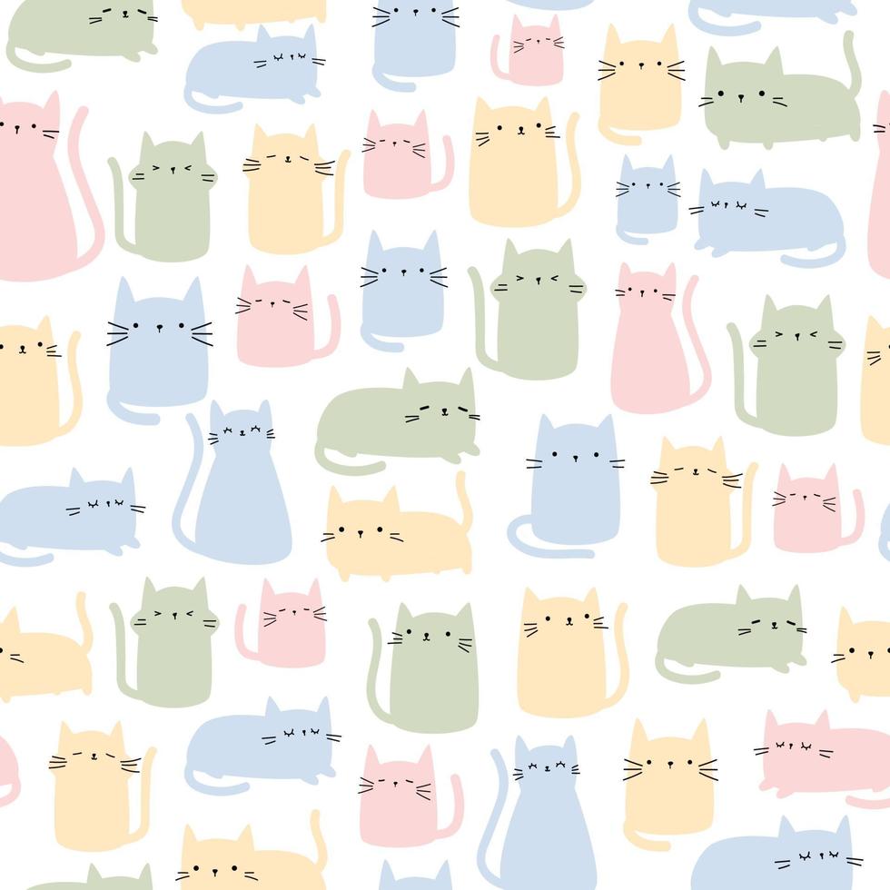 modèle sans couture de dessin animé mignon chat pastel chaton vecteur