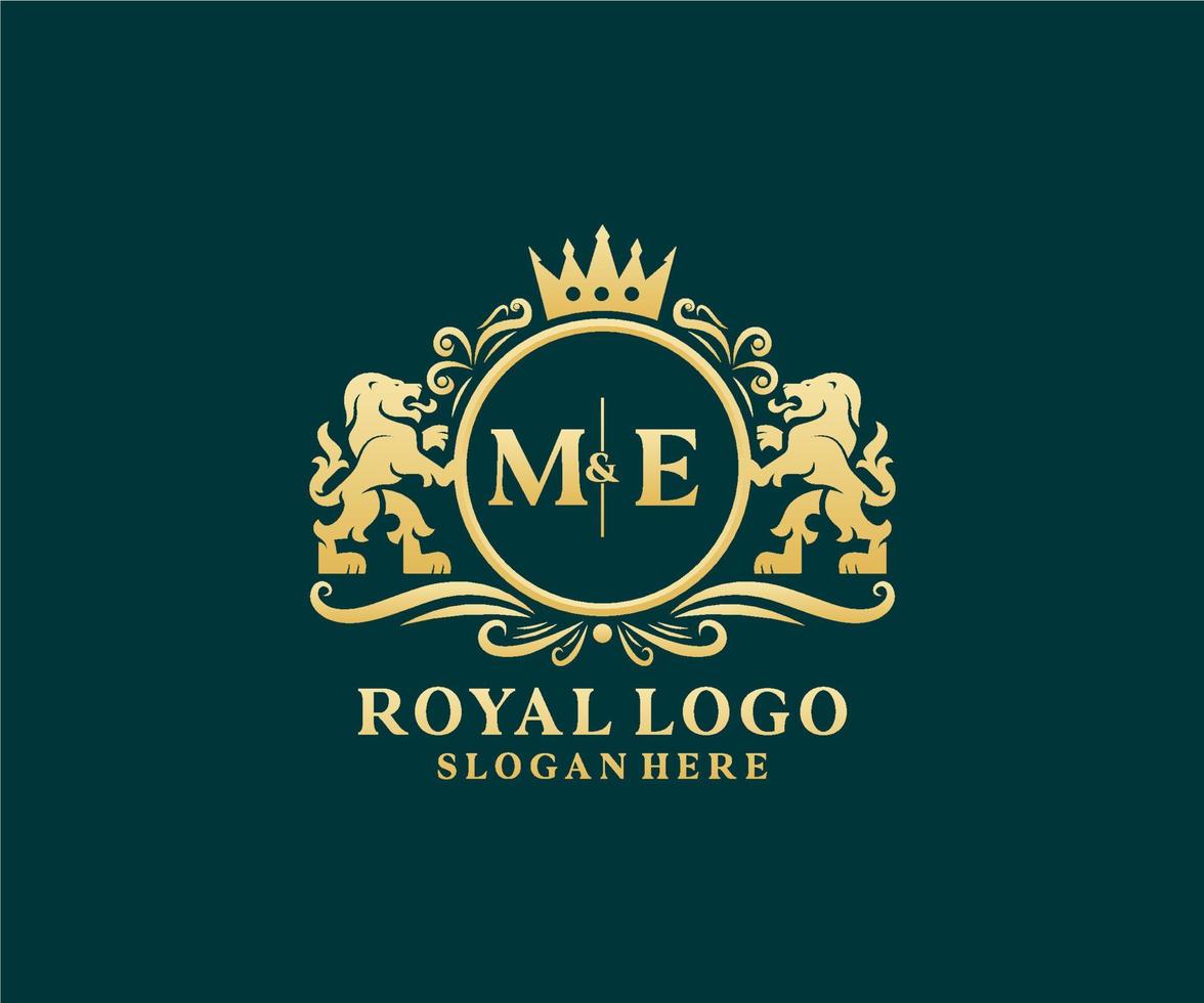 modèle de logo de luxe royal de lion de lettre initiale moi dans l'art vectoriel pour le restaurant, la royauté, la boutique, le café, l'hôtel, l'héraldique, les bijoux, la mode et d'autres illustrations vectorielles.