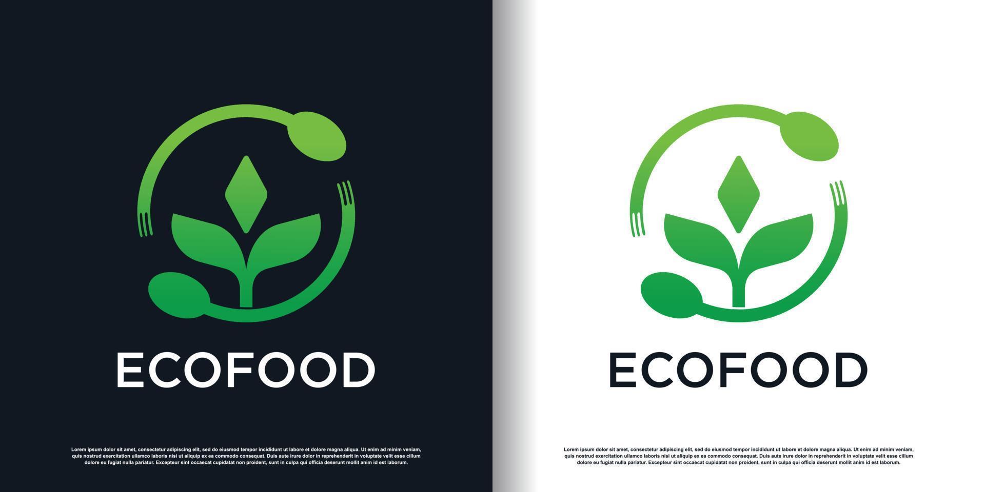 éco nourriture logo conception avec Créatif concept prime vecteur