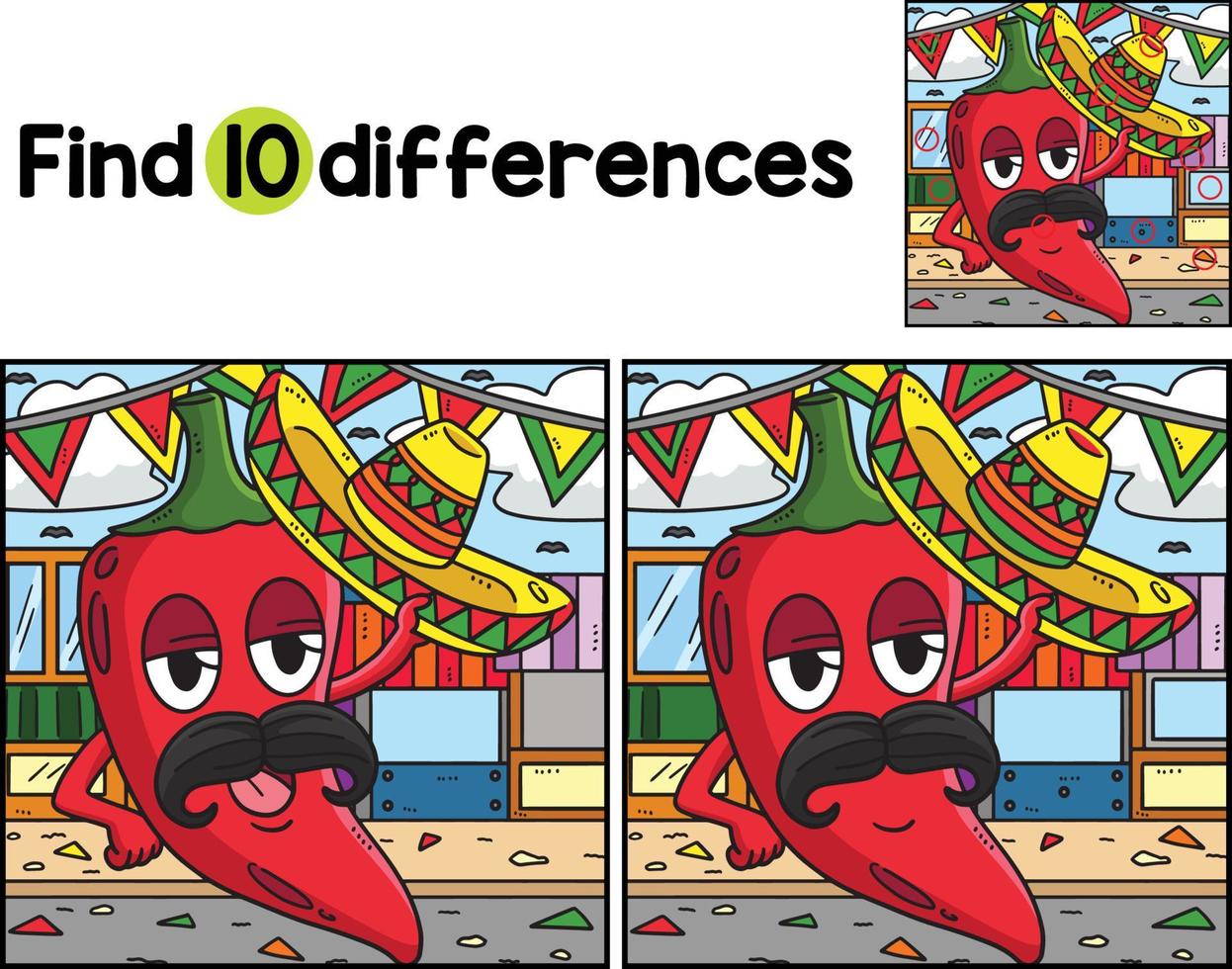 cinco de mayo jalapeno trouver le différences vecteur