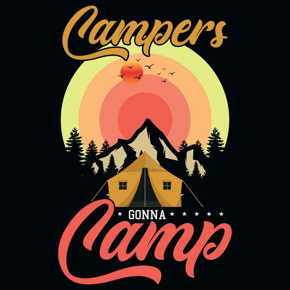 camping graphique T-shirt conception vecteur