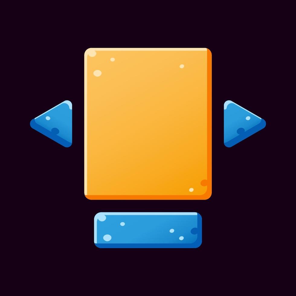 ensemble de modèle de pop-up de carte ui jeu bleu et jaune drôle pour les éléments d'actif gui vecteur