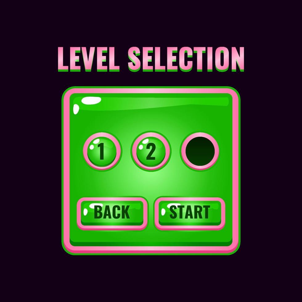 interface de sélection de niveau d'interface utilisateur de jeu de gelée rose. vecteur