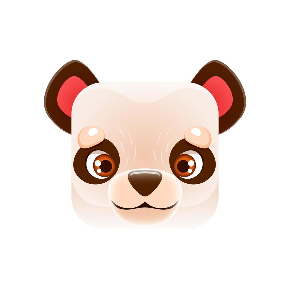 dessin animé Panda kawaii carré animal affronter, ours vecteur