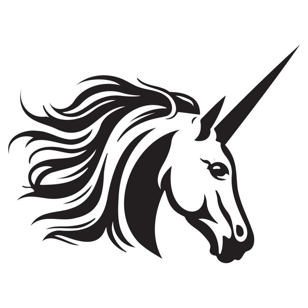 Licorne affronter, silhouettes Licorne visage svg, noir et blanc Licorne vecteur