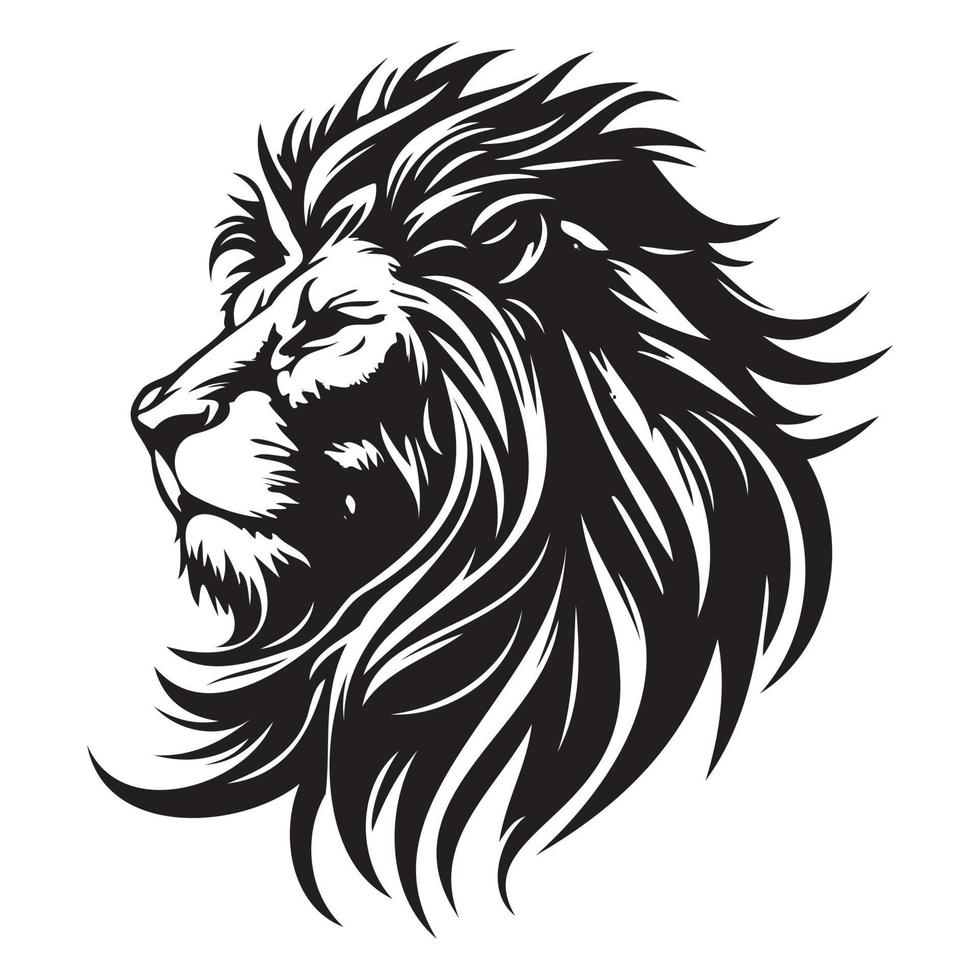 Lion affronter, silhouettes Lion visage svg, noir et blanc Lion vecteur