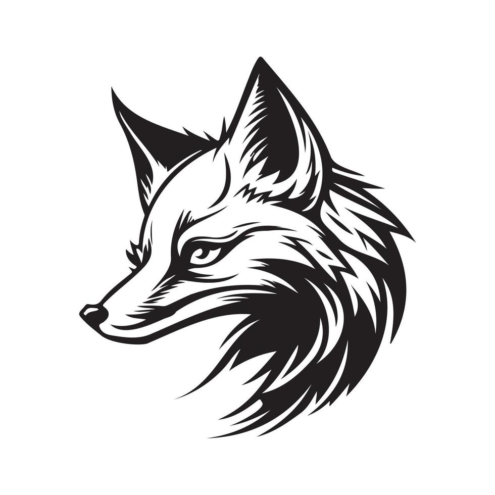 Renard affronter, silhouettes Renard visage svg, noir et blanc Renard vecteur