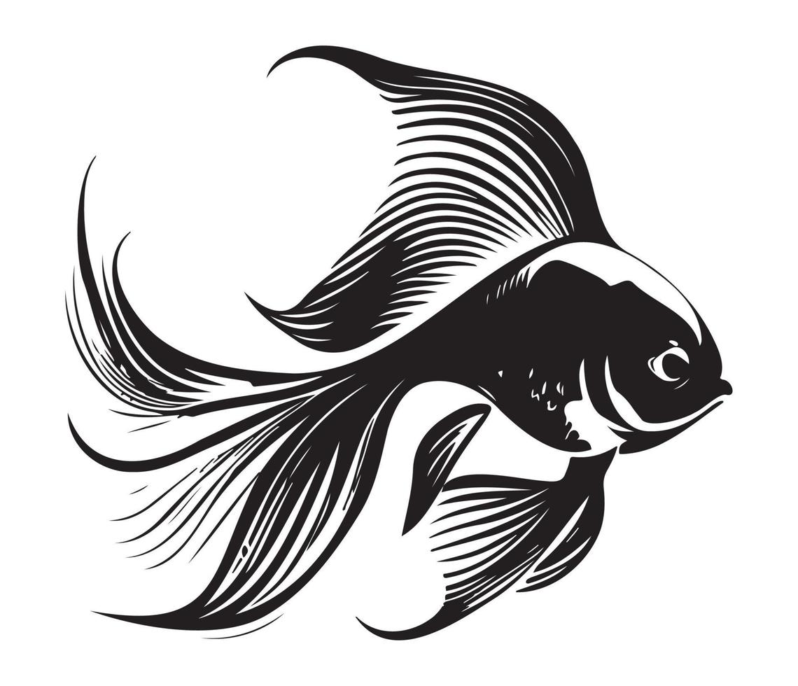poisson rouge, d'or poisson animal poisson illustration noir et blanc côté vue contour image vecteur