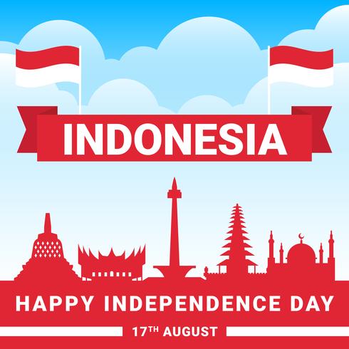Illustration du festival de la fête de l'indépendance indonésienne vecteur