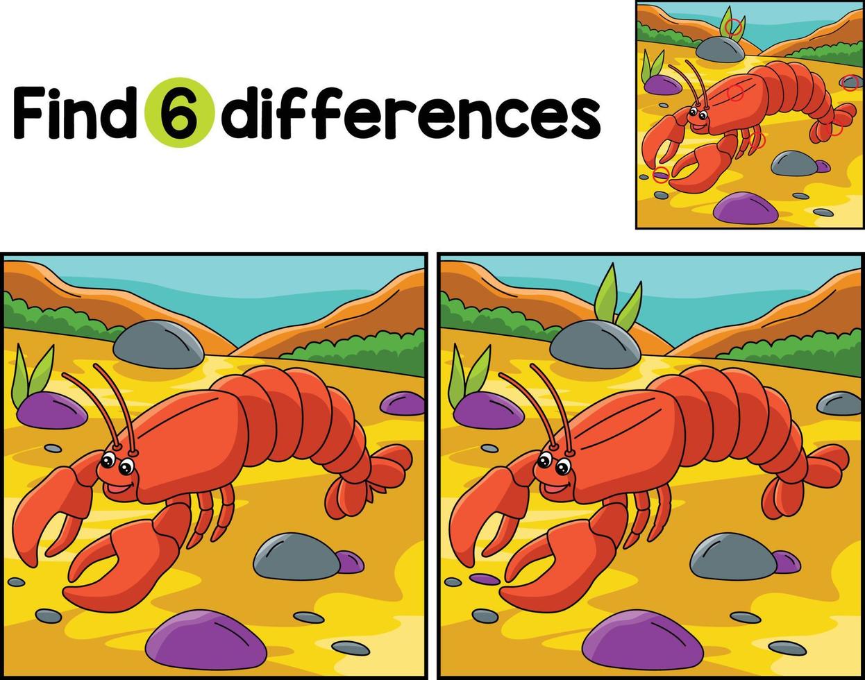 Homard animal trouver le différences vecteur