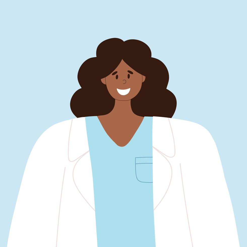 avatar de une médecin, paramédical, vétérinaire. une femme dans une blanc manteau. vecteur illustration. plat style.