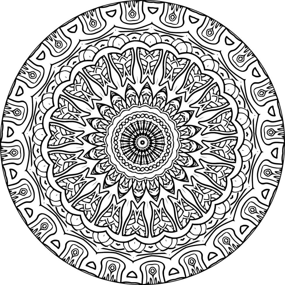 décoratif mandala avec Marin éléments et vagues sur blanc isolé Contexte. pour coloration livre pages. vecteur