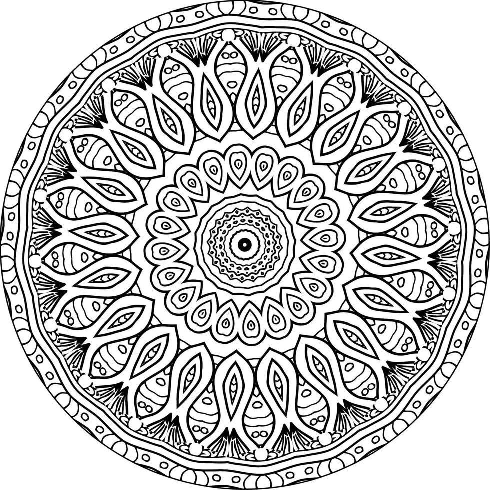 décoratif mandala avec Marin éléments et vagues sur blanc isolé Contexte. pour coloration livre pages. vecteur