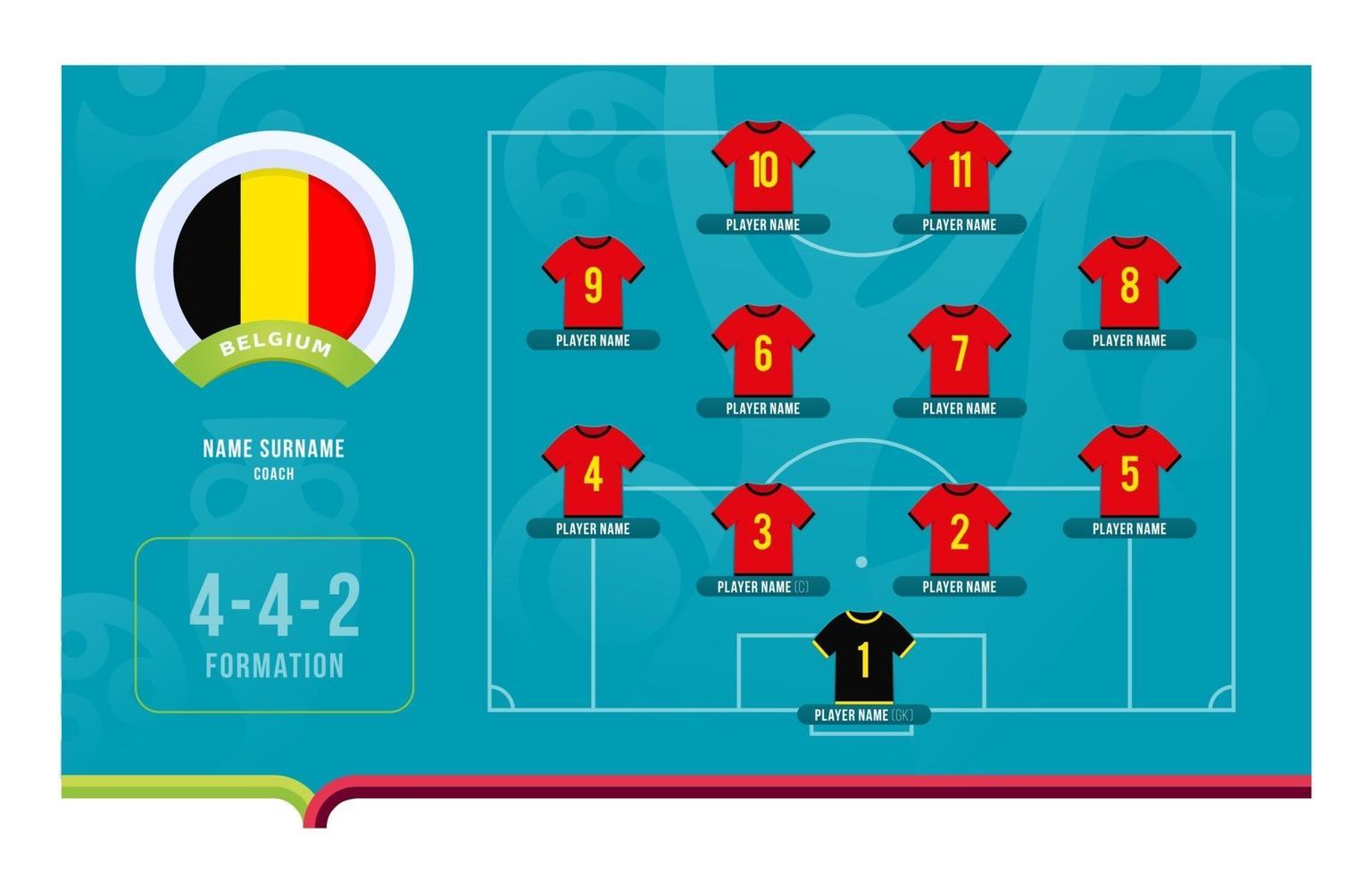 belgique line-up football tournoi phase finale illustration vectorielle vecteur