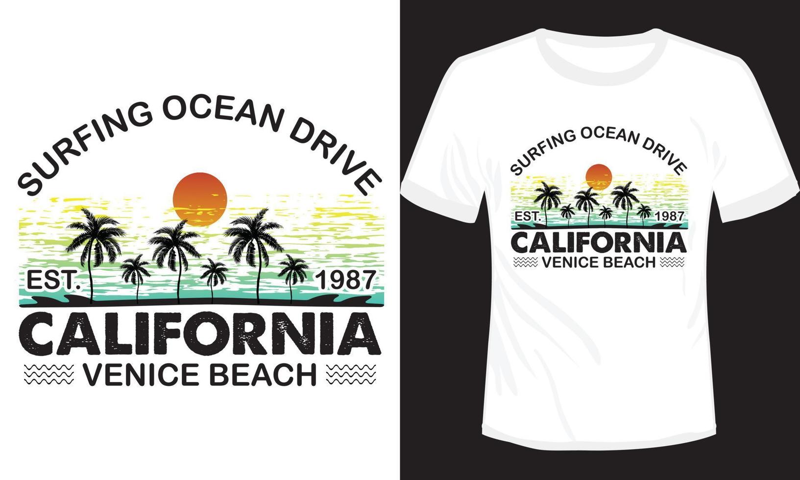 conception de t-shirt surf ocean drive californie vecteur