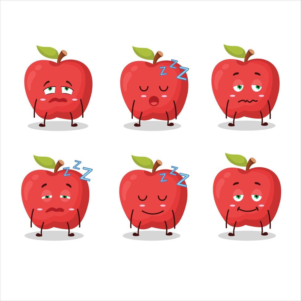 dessin animé personnage de Pomme avec somnolent expression vecteur