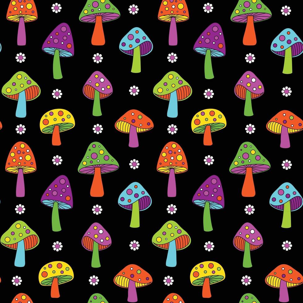 modèle sans couture de champignon couleurs néon mod vecteur