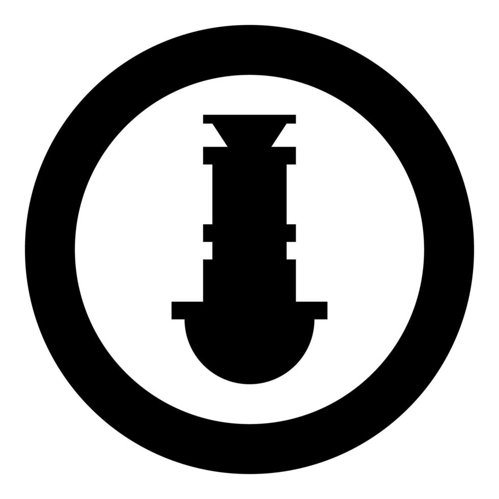 siphon plomberie agencements égout drainer en dessous de évier assainissement icône dans cercle rond noir Couleur vecteur illustration image solide contour style