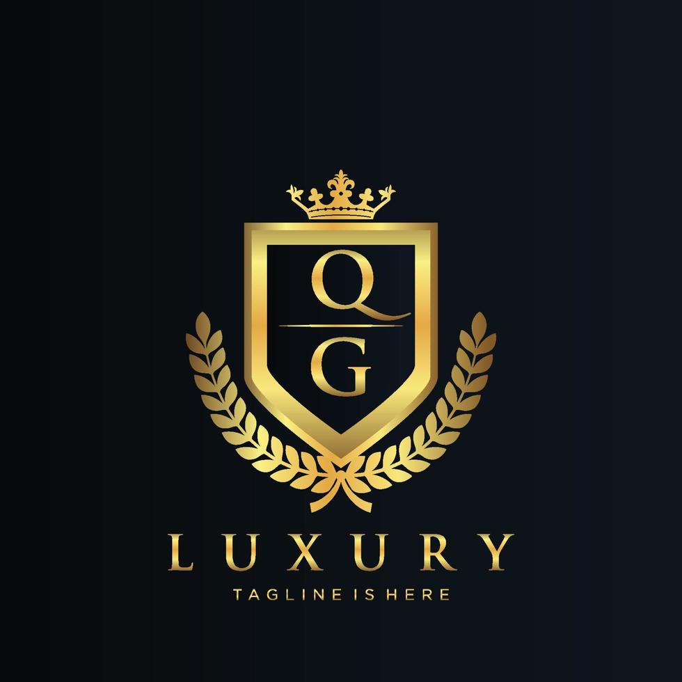 qg lettre initiale avec Royal luxe logo modèle vecteur