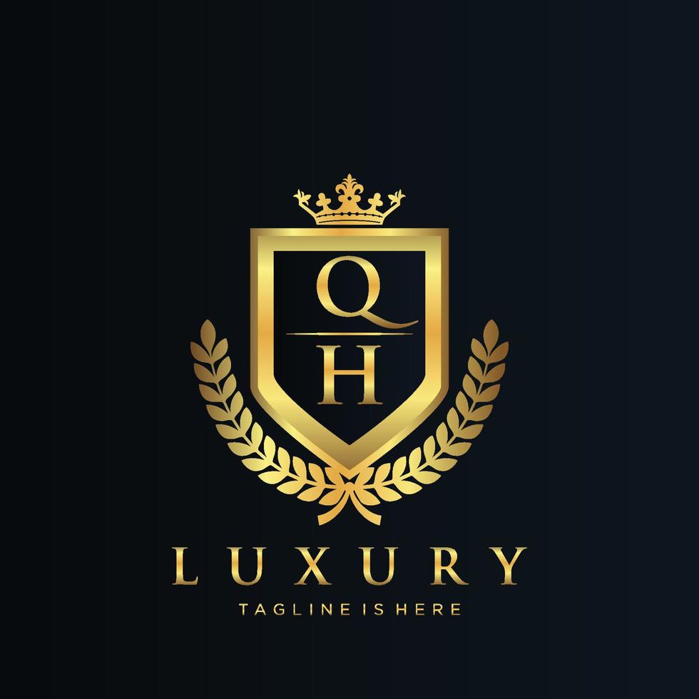 qh lettre initiale avec Royal luxe logo modèle vecteur