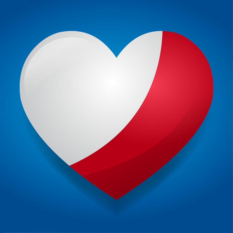 coeur avec illustration de symbole de drapeau pologne vecteur