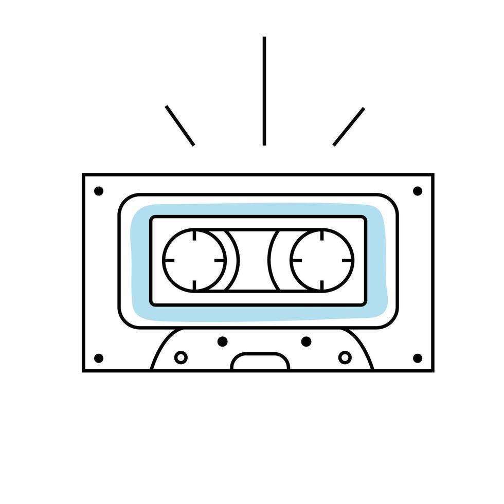 main tiré vecteur illustration de l'audio cassette années 90.