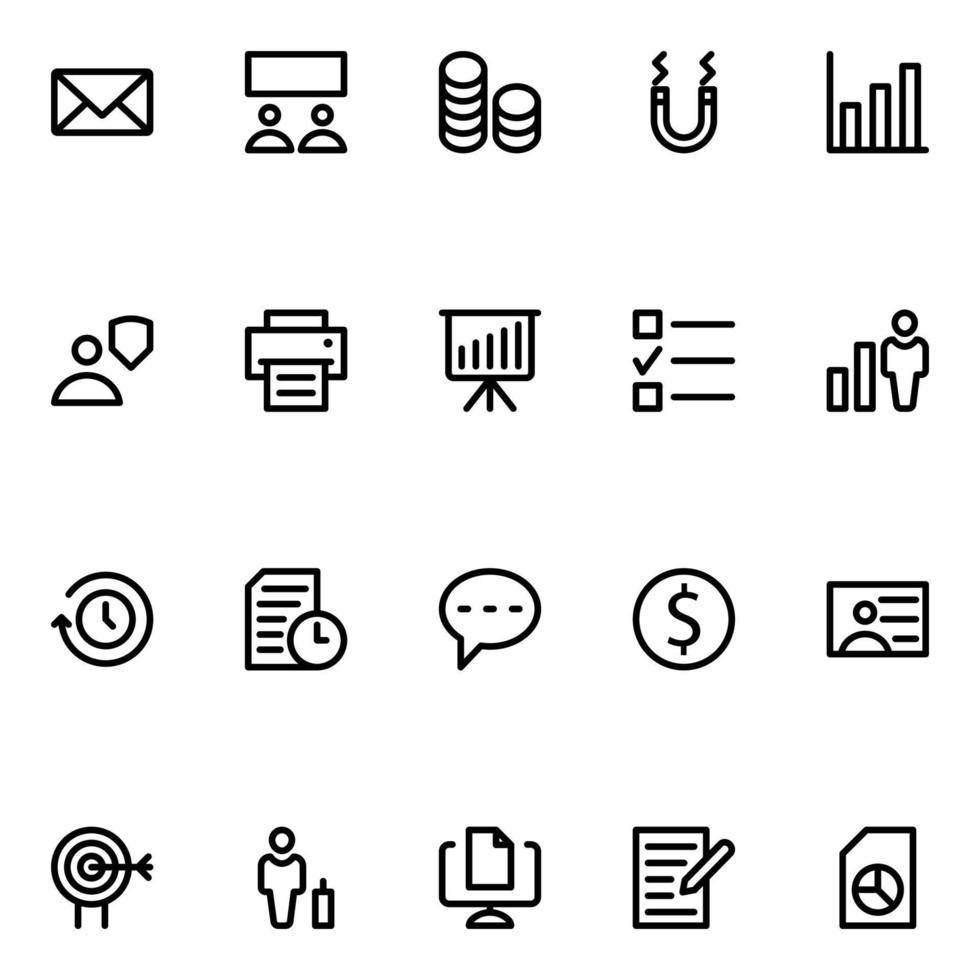 contour Icônes pour projet gestion. vecteur