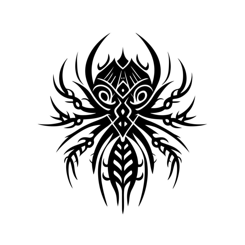 mystique araignée tatouage dans tribal style. monochrome vecteur illustration adapté pour tatouage conceptions, T-shirt impressions, affiches, et autre art projets. isolé sur blanche.
