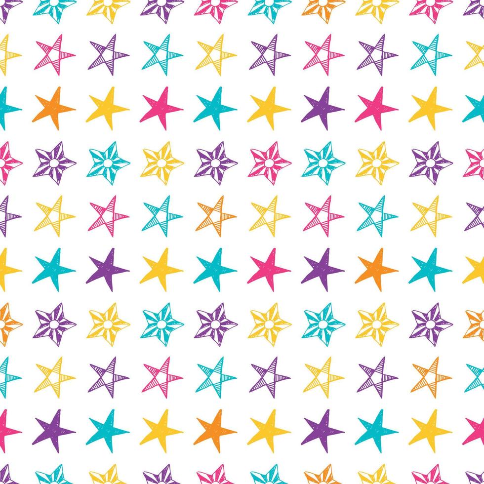 fond transparent d'étoiles de doodle. étoiles multicolores dessinées à la main sur fond blanc. illustration vectorielle vecteur