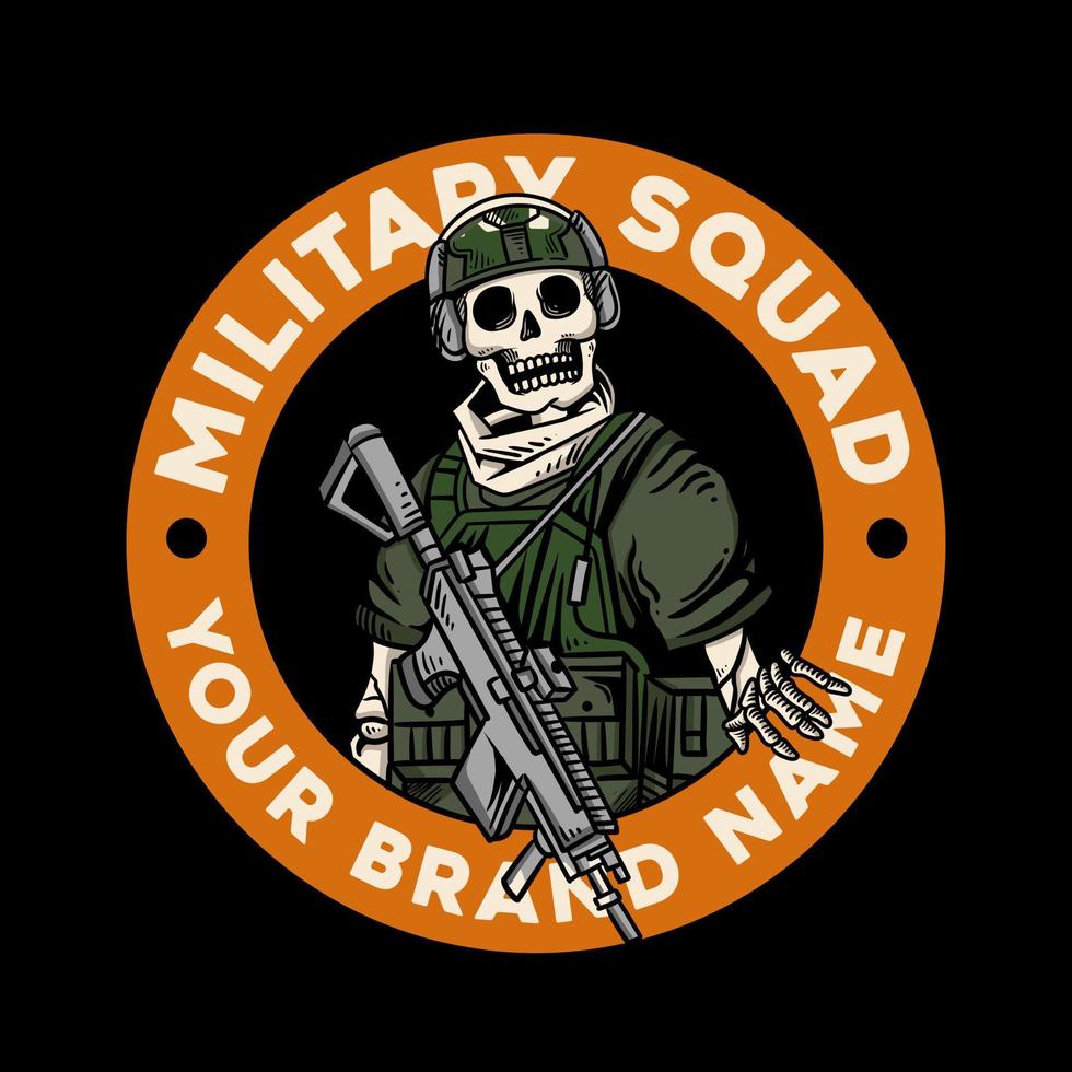 squelette armée logo badges illustration vecteur