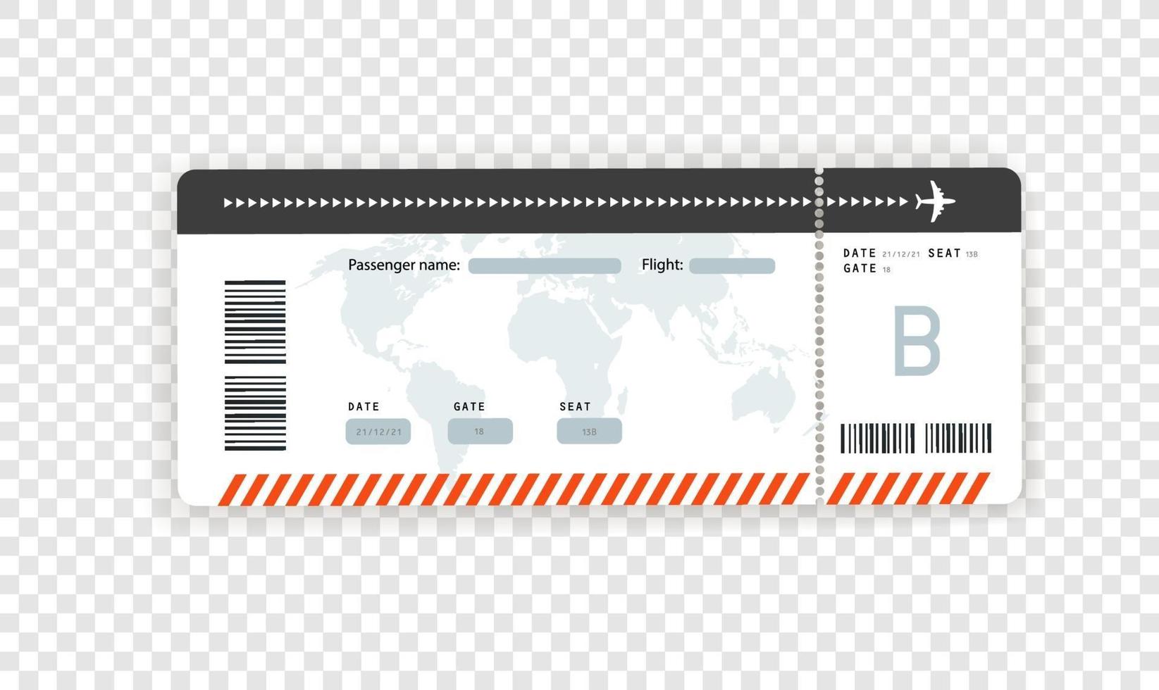 maquette de vecteur de carte d'embarquement papier vol isolé