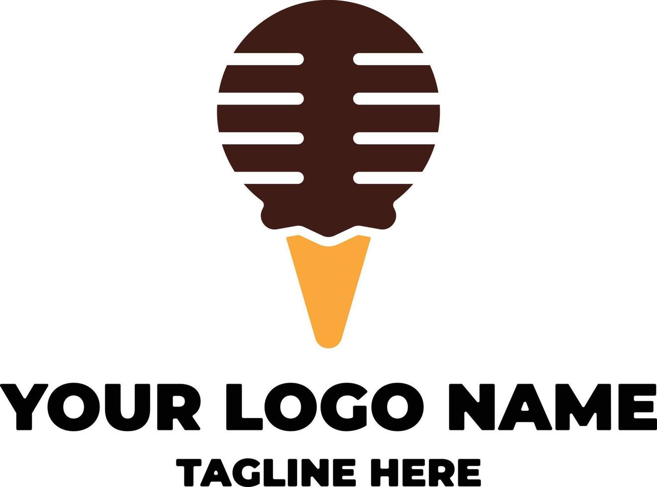 la glace crème Chocolat cône combinaison Podcast conception logo. logo pour divertissement entreprise marque vecteur