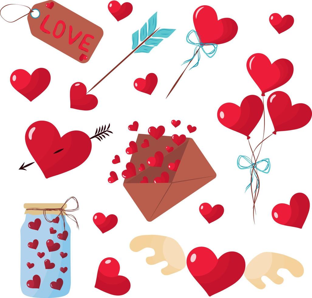 collection de mignonne autocollants avec cœurs. l'amour. la Saint-Valentin journée. haute qualité vecteur illustration.