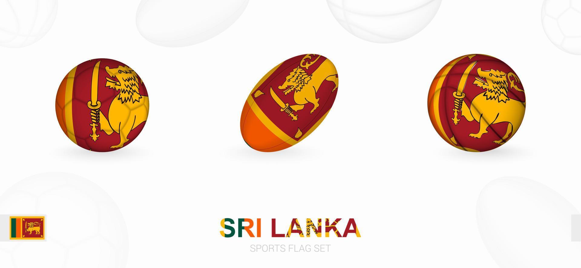 des sports Icônes pour football, le rugby et basketball avec le drapeau de sri lanka. vecteur