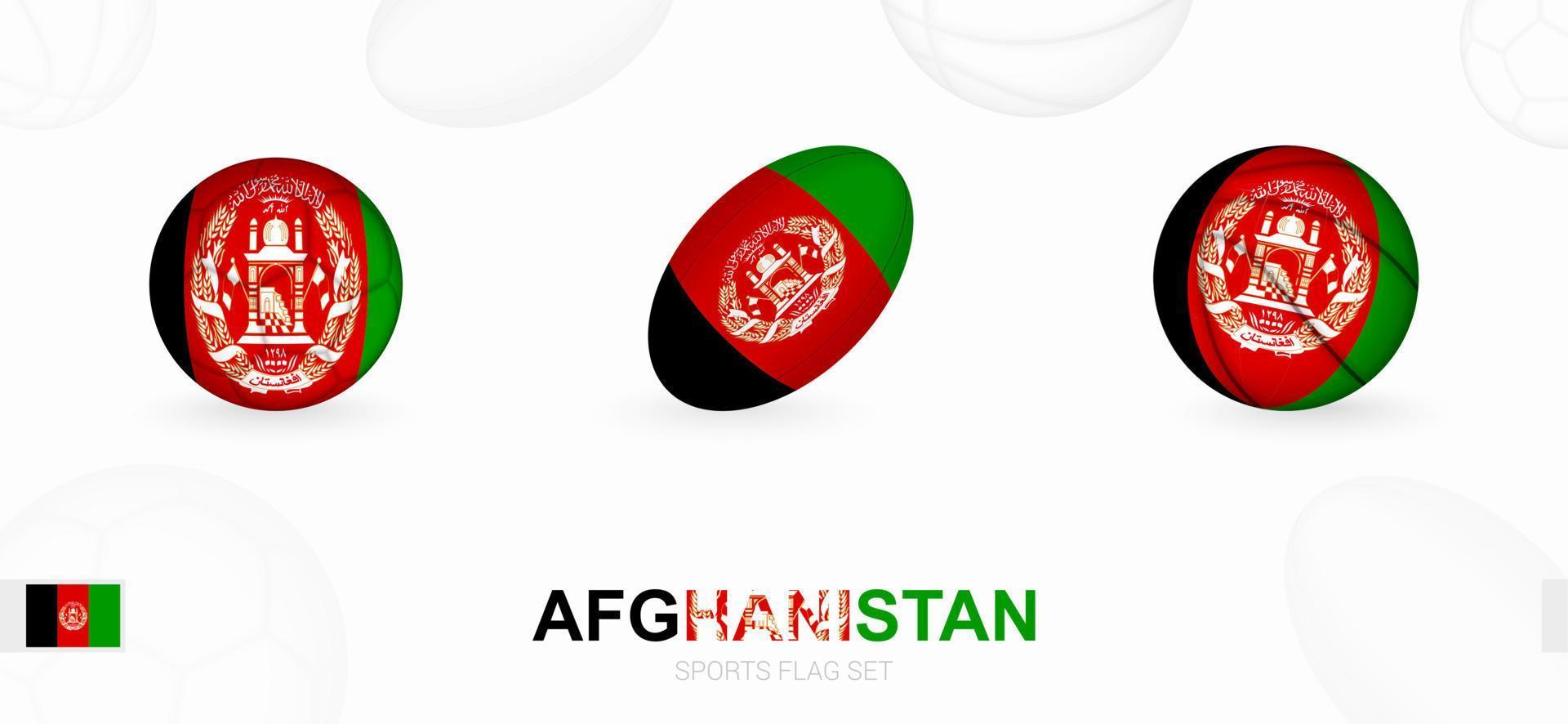 des sports Icônes pour football, le rugby et basketball avec le drapeau de afghanistan. vecteur