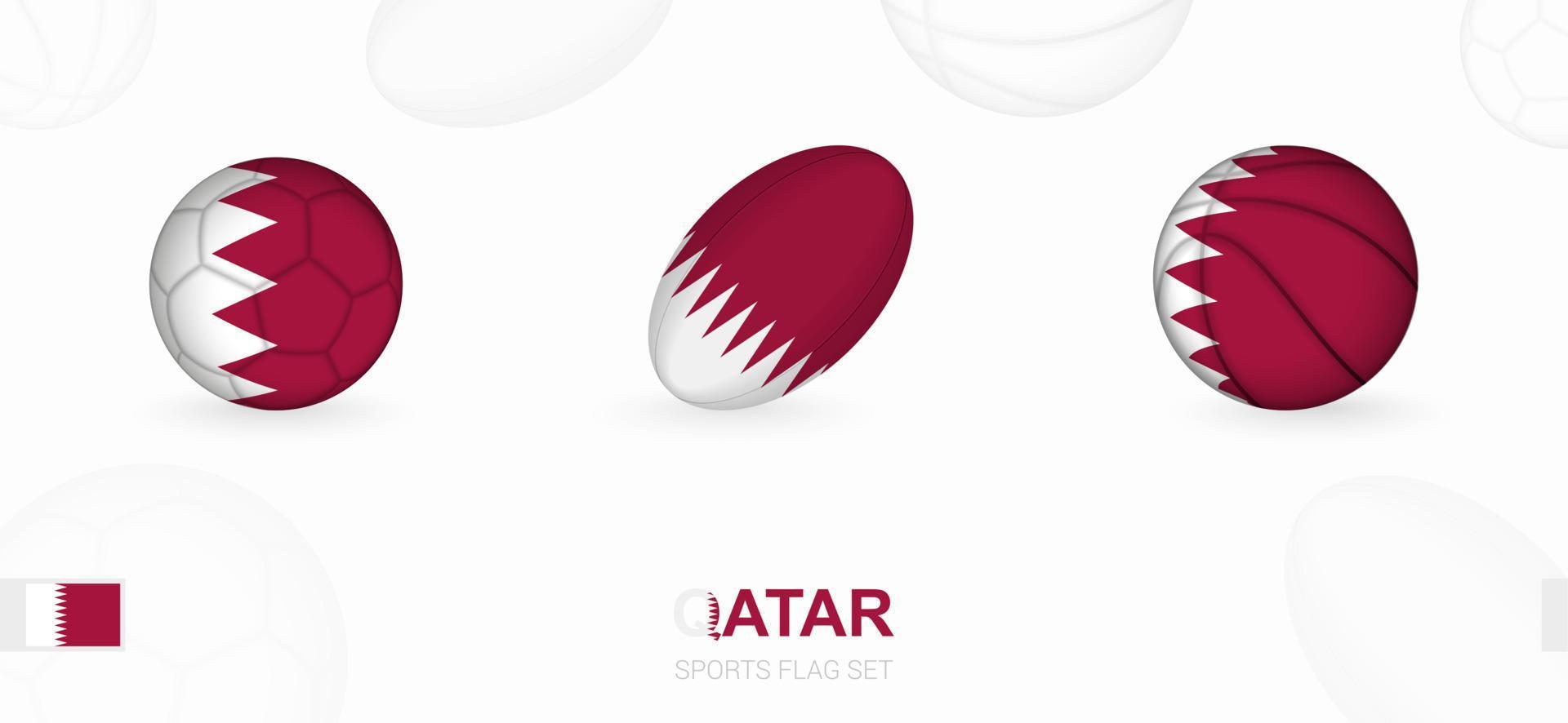 des sports Icônes pour football, le rugby et basketball avec le drapeau de Qatar. vecteur