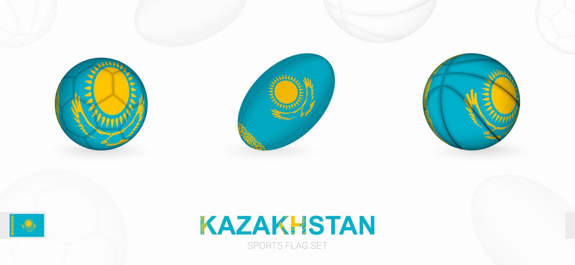 des sports Icônes pour football, le rugby et basketball avec le drapeau de kazakhstan. vecteur